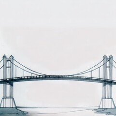 Fototapeta premium Bridge illustration against white background minimalist architectural design