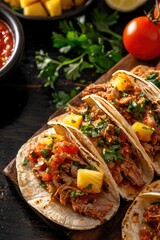 Delicious Tacos Al Pastor with Marinated Pork and Pineapple