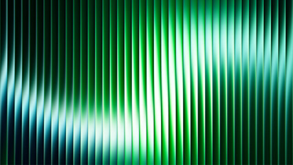 Futuristic glowing fractal glass with luminous green and cyan wave flowing through ribbed texture from emerald green to bright turquoise. Bold dynamic design for modern visual art projects. Vector © 3d_kot