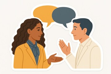 Engaging professional conversation between a diverse business couple showcasing effective communication skills and body language through a warm dialogue atmosphere highlighting collaboration and