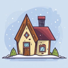 Fototapeta premium Cute winter house illustration