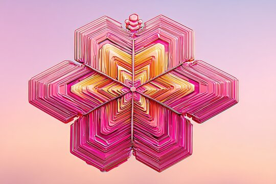 Geometric snowflake design, vibrant pink and orange - Powered by Adobe