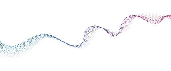 Flowing Dot Wave halftone gradient pattern on transparent background	