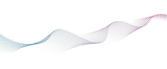 Flowing Dot Wave halftone gradient pattern on transparent background	