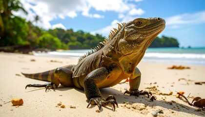 Iguana on Tropical Beach (1)