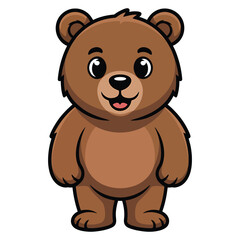 Fototapeta premium A cute bear standing and smiling, the cartoon bear has a friendly expression, making it perfect for childrens illustrations