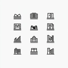 Various building line icons