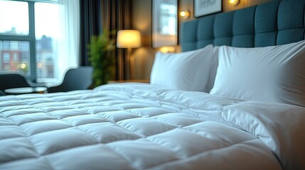 Cozy Hotel Room with Plush Bedding and Natural Light creating a relaxing atmosphere