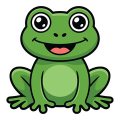 Fototapeta premium Cute cartoon frog smiling and looking happy
