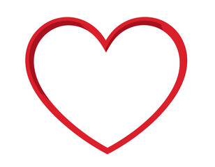 Minimalist Red Heart Shape Isolated on White Background, Valentine's Day Symbol