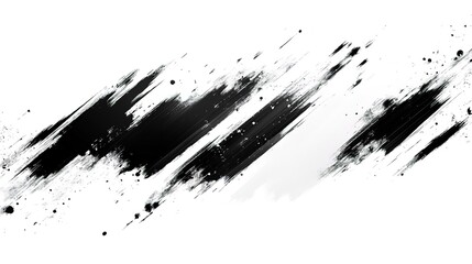 Obraz premium Black Ink Brush Strokes and Splatters on White Background for Graphic Design