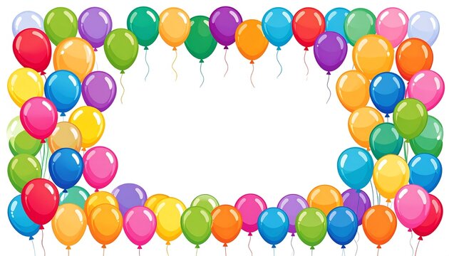 Colorful balloon border on white - Powered by Adobe