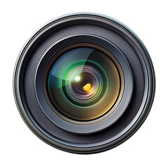 Close-up of a Camera Lens with Reflected Light photography optic cutout png AI isolated on a transparent background