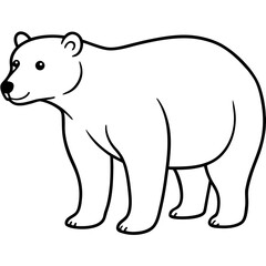 Naklejka premium Simple line art silhouette of a polar bear standing on a white background isolated on white background