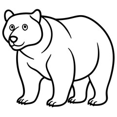 Naklejka premium A simple black and white line drawing of a bear standing and looking forward isolated on white background silhouette