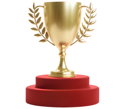 transparent gold cup with laurel. gold cup with laurel wreath. Golden trophy displayed on a velvet podium under dramatic spotlight, symbolizing achievement and excellence. gold trophy cup - 1 - Powered by Adobe