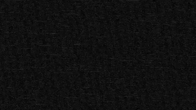 Black screen with static lines and analog TV noise, retro CRT glitch distortion, bad signal interference, vintage television error. 4K Old TV screen overlay background.