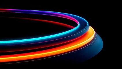 Colorful, glowing line that is curved and has a blue center. The colors are red, orange, and blue