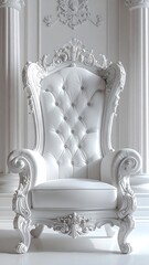 Ornate white throne chair