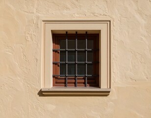 Fototapeta premium Ornate window on beige wall