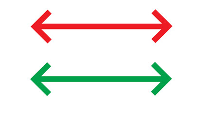 Two horizontal arrows point in opposite directions, one red and one green arrow.