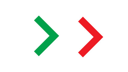 Abstract illustration showcasing a green chevron and a red chevron on black background.