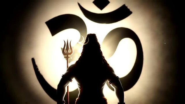 Shiva Silhouette with Om Symbol, and Backlit.