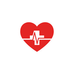 Obraz premium Flat healthcare logo with heart shape in solid red