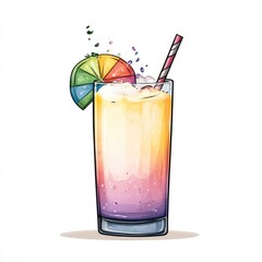 Cheerful and dynamic cocktail glass mascot logo design with a vibrant beach party theme  featuring lively colors  playful elements  and an inviting