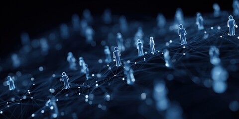 3d rendering of a network connection with people icons on a dark blue background concept for technology, social media marketing, and online communication or global business Generative AI