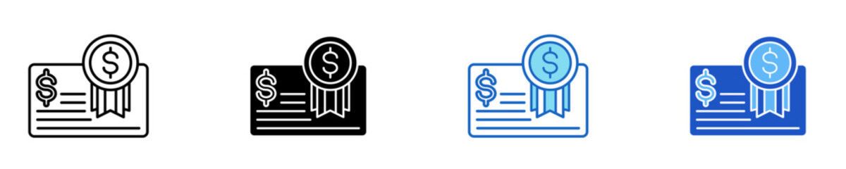 Certificate  Icon Set Multiple Style Collection