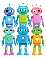 Colorful cartoon robots