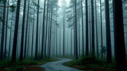Fototapeta premium Misty Rainy Forest