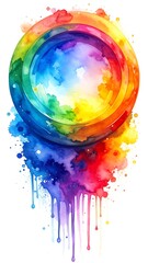 Colorful circular design with dripping paint