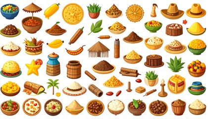 Colorful collection of food items