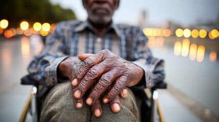 Closeup Aged Hands Of A Man In Wheelchair