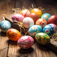 Colorful decorated Easter eggs