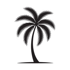 A stunning tropical beach illustration with a palm tree silhouette against the setting sun
