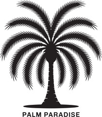 A beautiful silhouette of tropical palm trees against a summer sunset on a beach