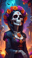 Colorful Dia de los Muertos figure