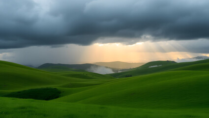 Obraz premium Rain Clouds Over Hills