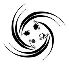 Abstract Black White Swirling Design Circular Elements Flowing Lines