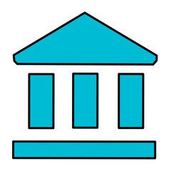 Blue Bank Building Icon &ndash; Financial Institution Vector