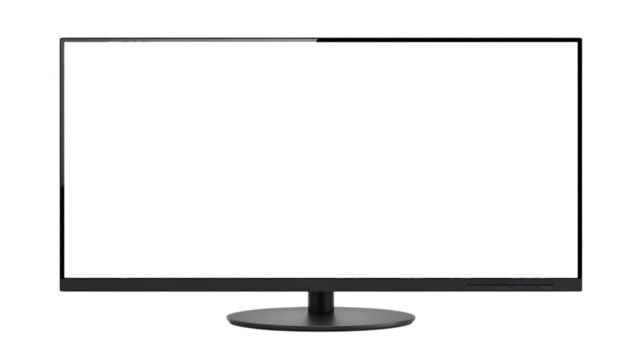 Modern Flat Screen Television Displaying a White Abstract Shape on a White Background with image isolated on a transparent background