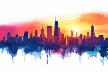 Colorful Chicago Skyline