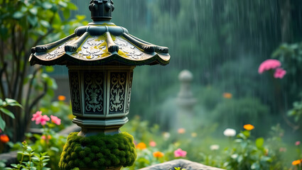 Rainy Stone Lantern