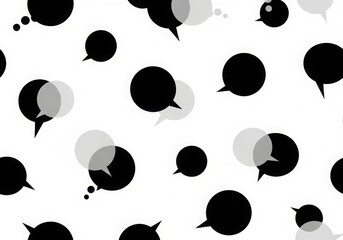Fototapeta premium Seamless pattern of black and grey speech bubbles on a white background, representing communication and conversation