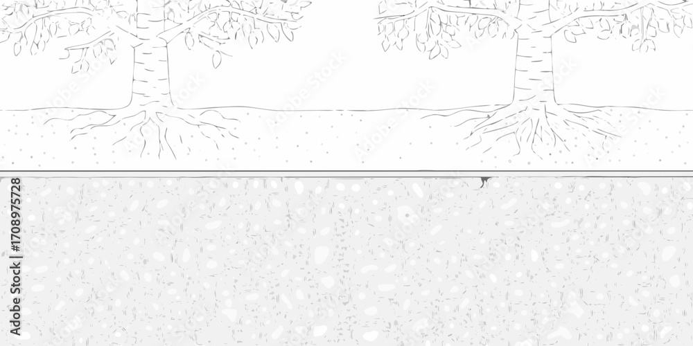 Wall mural cross section of soil showing tree roots in the ground and a layer of pebbles and soil below