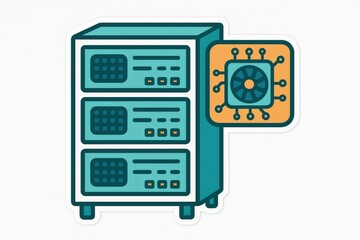 Fototapeta premium Innovative computer server design showcasing advanced technology with integrated circuit board elements and cooling systems captured in a modern, minimalist aesthetic