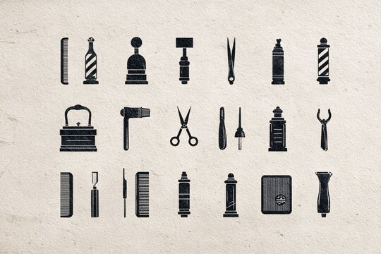Barber Tools Icons in Grid Layout